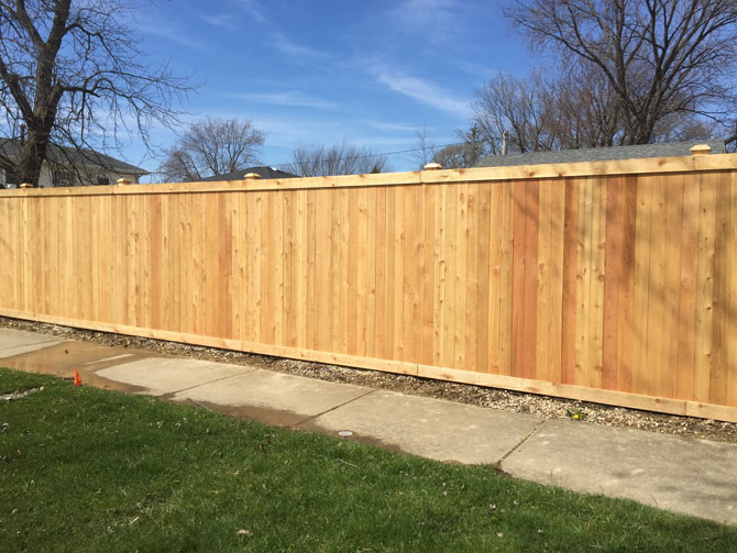 6-foot cedar privacy fence installed in Oak Forest, Illinois