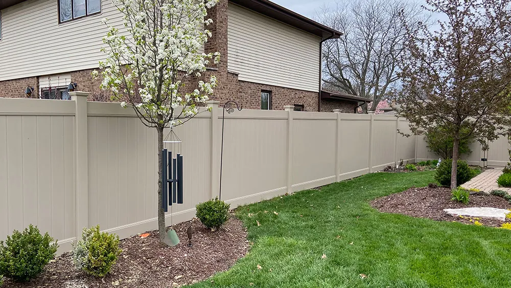Vinyl privacy fence installed in Plainfield, Illinois