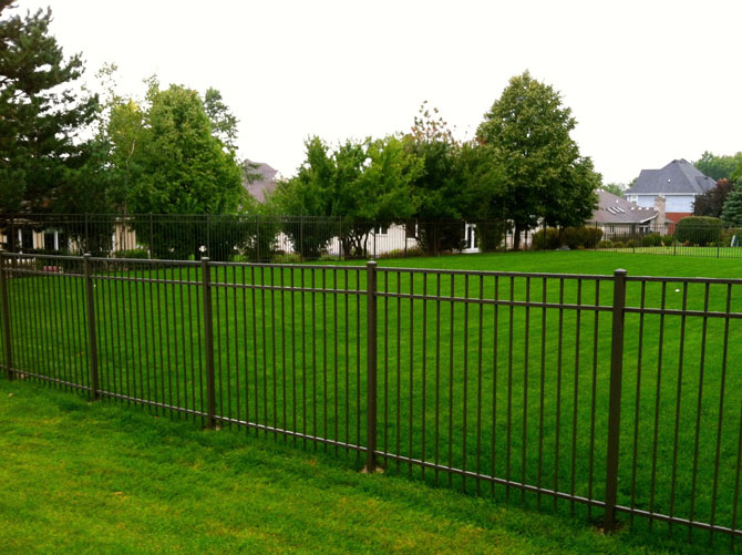 Aluminum fence installation in Oswego, Illinois
