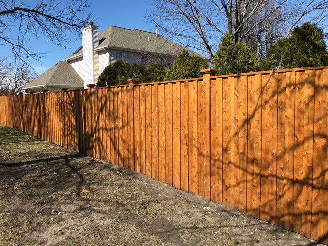 Wood fence installation in Darien, Illinois