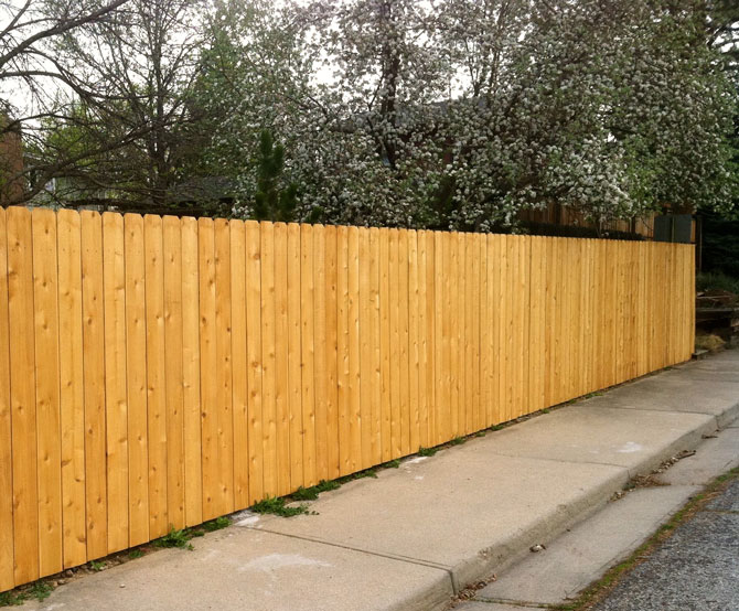 Wood fence installation in Lisle, Illinois