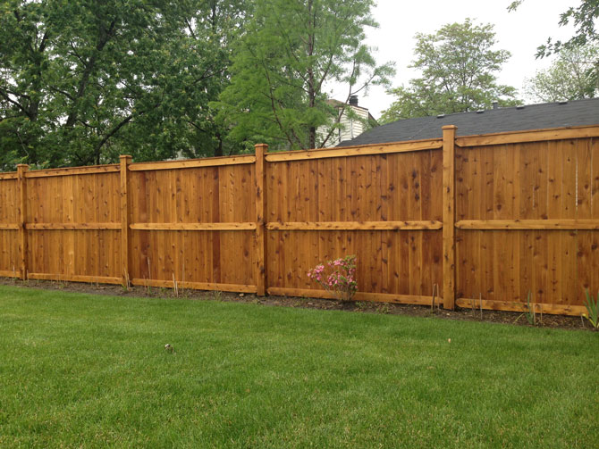 Wood fence installation in North Aurora, Illinois