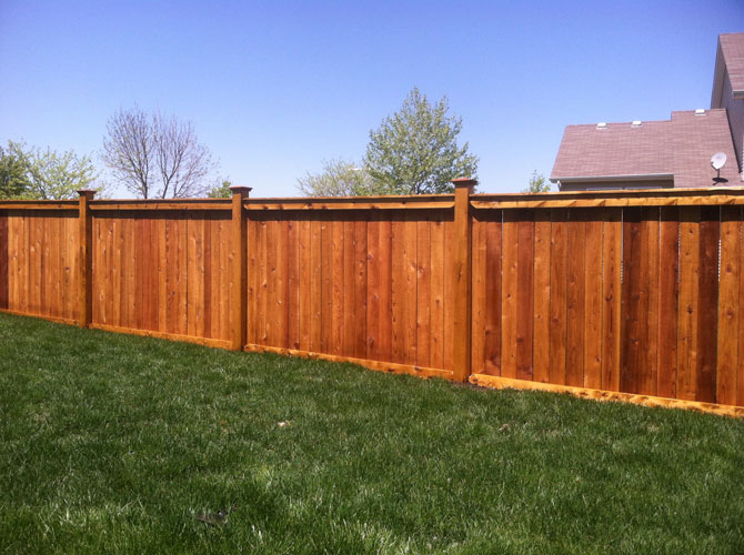 Wood fence installation in Oswego, Illinois