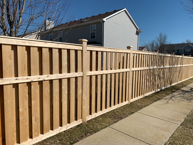 Wood fence installation in Westmont, Illinois